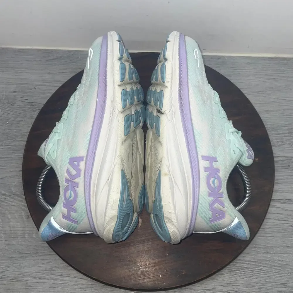 Hoka One One Clifton 9 Women Size 8.5 Blue Purple Running Walking Shoes Sneakers